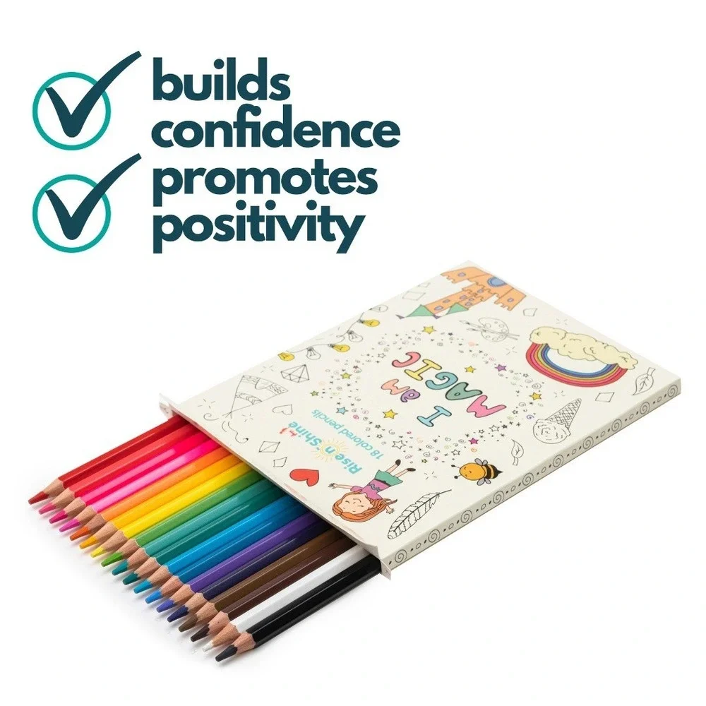 Girls Travel Activity Set - Affirmation Coloring Book, Pencils & Drawstring Bag